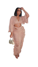 Swimwear Saia Cover-up 2 Piece Set Mulheres Tops de Colheita E Saia Longa Maiô Moda Sólida Oco Sexy Beach Cover Up Outfits