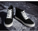 Tênis de lona de cano alto masculino deslizamento-on rendas casuais all-preto sapatos de skate básicos para estudantes sola plana sapatos esportivos confortáveis