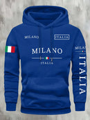 Moletom Unissex ITALIA MILANO para Atividades ao Ar Livre, Casual, Esportivo, Férias, Tendência Primavera, Outono, Inverno, Casal