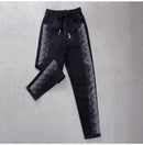 Coreano novo 2026 primavera outono perfuração quente jeans elásticos feminino solto de cintura alta haren denim calças femininas casuais jeans selvagens