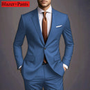Novo Terno Masculino de Luxo Elegante 2026 - Conjunto de 2 Peças, Estilo Coreano Casual Slim Fit para Noivos e Eventos Sociais