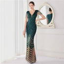 Deerveado elegante decote em v sereia vestido de noite longo luxo contas feminino vestidos de festa à noite 2025 novo vestido formal 19085