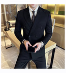 Terno Masculino Slim de Luxo Cinza e Preto M-7XL com Colete e Calça - Estilo Casual de Negócios e Abotoamento Duplo para Noivos