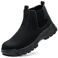Sapatos de trabalho com botão rotativo para homens, botas protetoras anti-punctura, tênis à prova d'água, sapatos de segurança de trabalho, antiderrapantes, com biqueira de aço