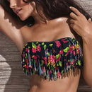 Top de sutiã feminino sem alças biquíni, maiô estampa leopardo, swimwear sexy, push up praia desgaste, trajes de banho, verão