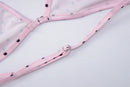 Maiô Feminino com Estampa de Poá Rosa, Conjunto de 3 Peças com Sutiãs e Saias Divididas, Moda Praia