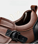 Botas Retro de Cano Baixo para Homens, com Zíper, em Couro Genuíno, Moda Masculina, Sapatos de Plataforma de Alta Qualidade