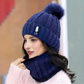 Autumn and Winter Versatile Velvet Knitted Hat Outdoor Ear Protection Thickened Warm Hat Collar Two Piece Set