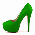 Sapatos Femininos de Salto Alto Sexy com Bico Redondo, Plataforma Casual de 14cm, Sapatos Vermelhos para Festa e Casamento, Tamanho Grande