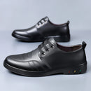 Sapato Masculino de Luxo em Couro Genuíno para Uso Externo, Sapatos Casuais de Couro Oxford com Cadarço, Sapatos Sociais de Grife com Cadarço para Negócios