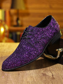 Homens de luxo vestido sapatos ouro prata lantejoulas sapatos de casamento de alta qualidade rendas oxford sapatos designer de moda masculino apartamentos tamanho grande