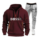 Conjunto Masculino de Moletom e Calça 2 Peças Primavera/Outono 2026, Novo, para Corrida ao Ar Livre, Corta-Vento, com Zíper, Quente, Roupa Esportiva Masculina