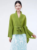 Mulheres primavera outerwear cardigan xale 2026 novo solto queimado lapela tie-up estilo assimétrico feminino outerwear topo