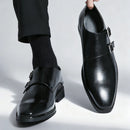 Clássico retro vestido masculino monge sapatos de couro com fivela dedo do pé apontado negócios escritório casamento confortável sapatos oxfords masculinos