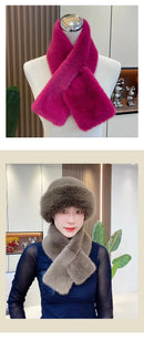 Luxury Faux Fur Hat & Scarf Set - Warm Elegant Versatile for Winter Cold Commute High-end Holiday Party
