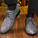 Homens de luxo vestido sapatos ouro prata lantejoulas sapatos de casamento de alta qualidade rendas oxford sapatos designer de moda masculino apartamentos tamanho grande