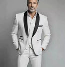 Conjunto de Terno Masculino 3 Peças com Lapela Preta Tamanho EUA: Casaco, Colete e Calças / Traje Formal para Noivo, Casamento e Negócios