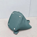 Bolsa de couro de vaca de camada superior, estilo europeu, bolsa tipo balde, cesta de vegetais frescos, bolsa fena com al...