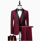 Conjunto de Terno Masculino 3 Peças com Lapela Preta Tamanho EUA: Casaco, Colete e Calças / Traje Formal para Noivo, Casamento e Negócios