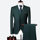 Luxo 3 peças terno de casamento masculino moda magro cor sólida negócios escritório terno define tamanho grande masculino blazer + calças + colete