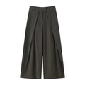 Calças Femininas Casuais Chiques de Perna Larga Vintage para Escritório com Cintura Alta, Bolsos e Pregas, Calças Longas Primavera Verão 2026 Estilo Streetwear
