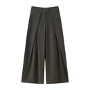 Calças Femininas Casuais Chiques de Perna Larga Vintage para Escritório com Cintura Alta, Bolsos e Pregas, Calças Longas Primavera Verão 2026 Estilo Streetwear