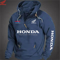 Moletom com capuz de motocicleta Honda masculino com estilo esportivo europeu com zíper e bolso solto suéter casual com capuz nos ombros