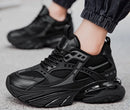 Tênis casuais masculinos com design em malha respirável, sola grossa, tênis esportivos masculinos modernos, estilo Dad Shoes com aumento de altura invisível de 6-10cm.