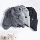 Men Winter Knitted Hat Plush Warmth Peaked Cap Outdoor Earmuff Casual Fashion Faux Fur Lined Bomber Hats Cycling Ear Protection