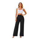 Calças Femininas de Cintura Alta com Pernas Largas, Elegantes e Sob Medida, Calças Retas para Trabalho no Escritório, Calças Casuais Confortáveis