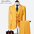 Luxo 3 peças terno de casamento masculino moda magro cor sólida negócios escritório terno define tamanho grande masculino blazer + calças + colete