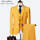 Luxo 3 peças terno de casamento masculino moda magro cor sólida negócios escritório terno define tamanho grande masculino blazer + calças + colete