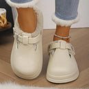 À prova dwaterproof água eva peludo mules chinelos feminino 2025 inverno fivela de metal quente chinelos de pelúcia macio fundo grosso não deslizamento slides internos