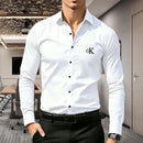 Camisa Casual Premium Masculina, Estampa Word GK, Slim Fit, Manga Longa, Resistente a Rugas, 5 Cores Disponíveis, S-XXL