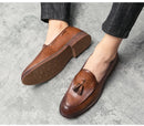Sapato de couro casual masculino, sapato de casamento com franja de boi, sola de boi, moda estilista, alta qualidade, novo