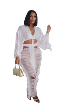 Swimwear Saia Cover-up 2 Piece Set Mulheres Tops de Colheita E Saia Longa Maiô Moda Sólida Oco Sexy Beach Cover Up Outfits