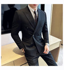 Terno Masculino Slim de Luxo Cinza e Preto M-7XL com Colete e Calça - Estilo Casual de Negócios e Abotoamento Duplo para Noivos