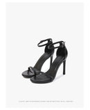 Moda tornozelo cinta ao ar livre sandálias para mulher 6cm 8cm 10cm verão salto alto preto banda estreita stiletto elegante senhoras sapatos