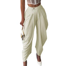Calças Cargo Harem Femininas de Cintura Média com Design Franzido, Estilo Casual Urbano, Tendência 2026, Calças de Trabalho para Escritório