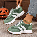 Mulheres tênis retro casual fundo plano dedo do pé redondo sapatos esportivos primavera outono tênis feminino moda designer sapatos femininos