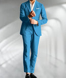 Green Linen Male Suits Wedding Tuxedo Business Fashion Blazer Sets Custom Made Two Pieces (Jacket+Pants) Conjuntos De Chaqueta