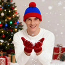 Gorro e luvas engraçados para cosplay de natal, 2 peças, chapéu de malha clássico quente unissex de inverno, Halloween, acessórios de fantasia de ano novo