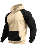 Novo outono ainter esportes ao ar livre estilo raglan contraste cor moletom com capuz moda versátil topos masculinos