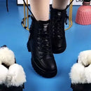 Sapatos moda inverno quente feminino preto sapatos casuais mais veludo all-match tênis de sola grossa algodão gratos zapatillas mujer