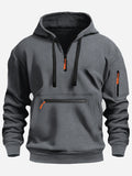 2026 Men's Hooded Sweater Leisure Sports Pullover Retro Harajuku Long Sleeve Zipper Multi-pocket Casual Loose Coat Street Wear