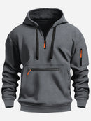 2026 Men's Hooded Sweater Leisure Sports Pullover Retro Harajuku Long Sleeve Zipper Multi-pocket Casual Loose Coat Street Wear