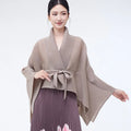 Mulheres primavera outerwear cardigan xale 2026 novo solto queimado lapela tie-up estilo assimétrico feminino outerwear topo
