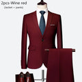 Luxo 3 peças terno de casamento masculino moda magro cor sólida negócios escritório terno define tamanho grande masculino blazer + calças + colete