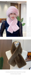 Luxury Faux Fur Hat & Scarf Set - Warm Elegant Versatile for Winter Cold Commute High-end Holiday Party