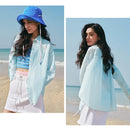 Camisa Feminina Semir com Proteção UV 2026, Texturizada, Lisa, Ombro Caído, Estilo Urbano Casual para o Dia a Dia, Macia e Confortável